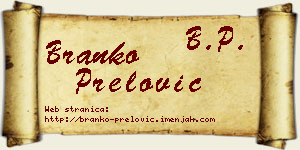 Branko Prelović vizit kartica